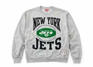 Mitchell & Ness New York Jets Women's Heather Gray Throwback Logo Crewneck Sweat